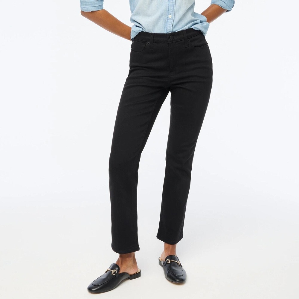 J. Crew Factory Mid Rise Flare Crop Black Jean in‎ All Day Stretch Size 31 NWT